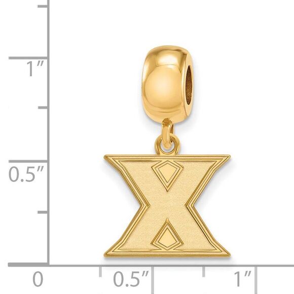 14k Gold Plated Silver Xavier University Small Dangle Bead Charm - Picture 5 of 6